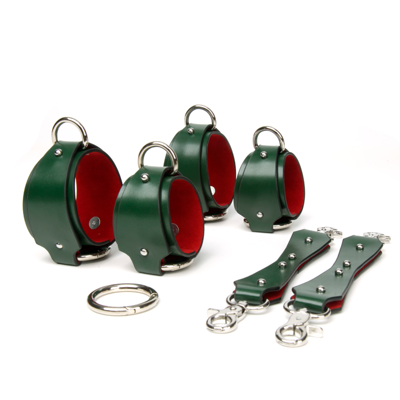 Deluxe Leather Cuff Bondage Set, Christmas Edition